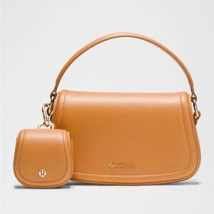 Lululemon Leather Alternative Mini Bag 1.2L Chestnut Brown/Gold NWT